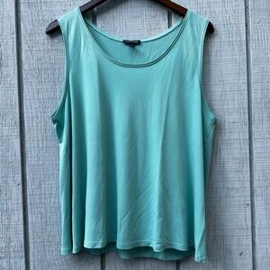 ❌SOLD❌Eileen Fisher Silk Tank Top Sleeveless Teal Green Scoop Neck Size L‎
